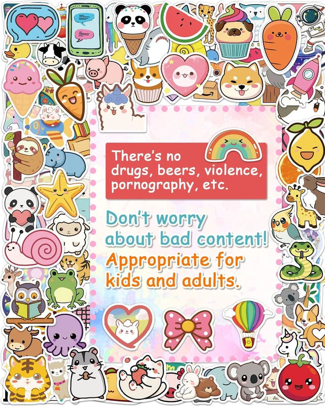 Alt view image 5 of 6 - 600 Pcs Stickers for Kids, Cute Vinyl Waterproof Stickers for Water Bottle Treasure Box Toys for Classroom Prizes, Teacher Back to School Supplies Gifts, Sticker Pack for Girls Teens, Party Favors