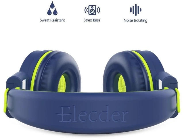 Alt view image 3 of 7 - i37 Kids Headphones for School Children Girls Boys Teens, Navy Foldable Adjustable Lightweight, 3.5mm Audio Jack On Ear Headphones for Smartphones Chromebook Computer PC Tablets Travel