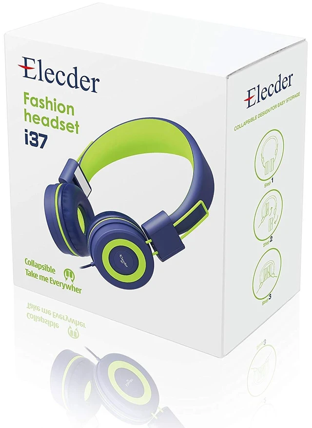Alt view image 6 of 7 - i37 Kids Headphones for School Children Girls Boys Teens, Navy Foldable Adjustable Lightweight, 3.5mm Audio Jack On Ear Headphones for Smartphones Chromebook Computer PC Tablets Travel