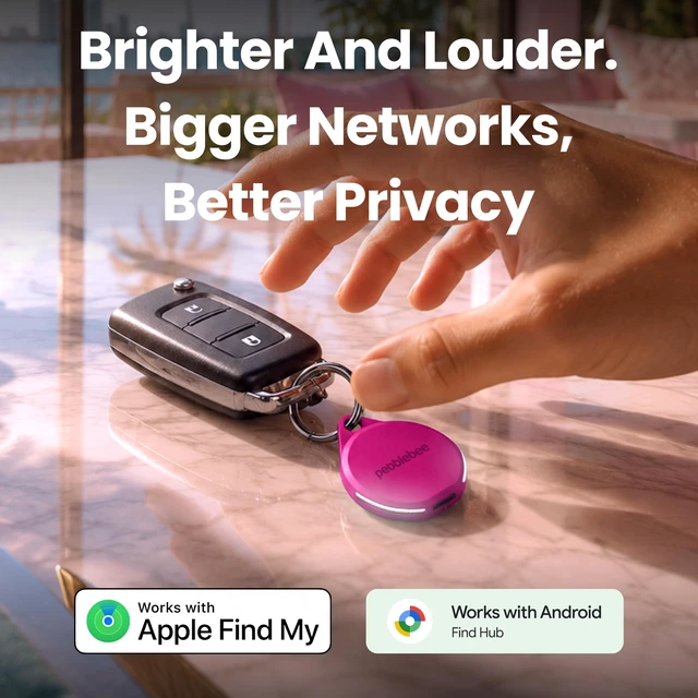Alt view image 3 of 7 - Pebblebee Clip 5 Bluetooth Tracker Tag, 130dB Siren Techno Lime Alt to Air Tag & Android Trackers LED Strobe, 12-Mo Battery, Alert Safety Mode