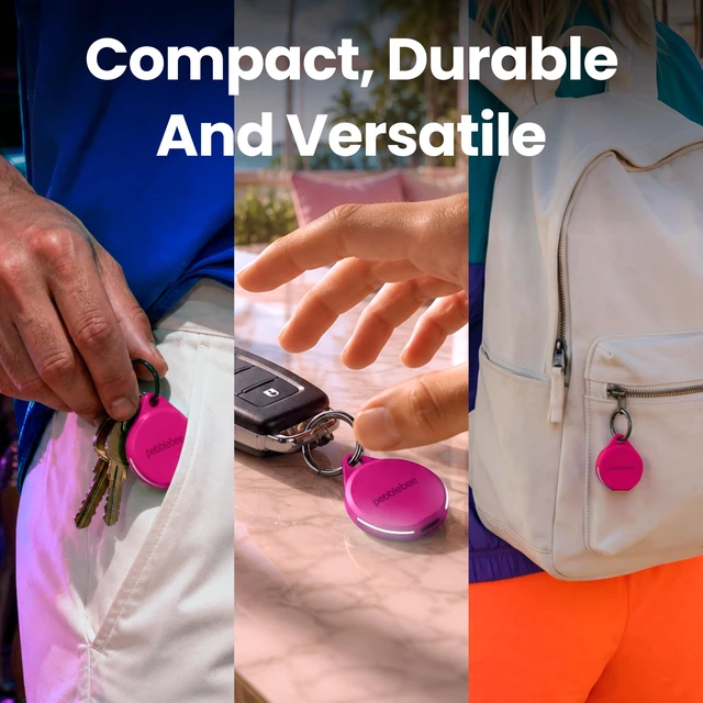 Alt view image 5 of 7 - Pebblebee Clip 5 Bluetooth Tracker Tag, 130dB Siren Hotline Pink Alt to Air Tag & Android Trackers LED Strobe, 12-Mo Battery, Alert Safety Mode
