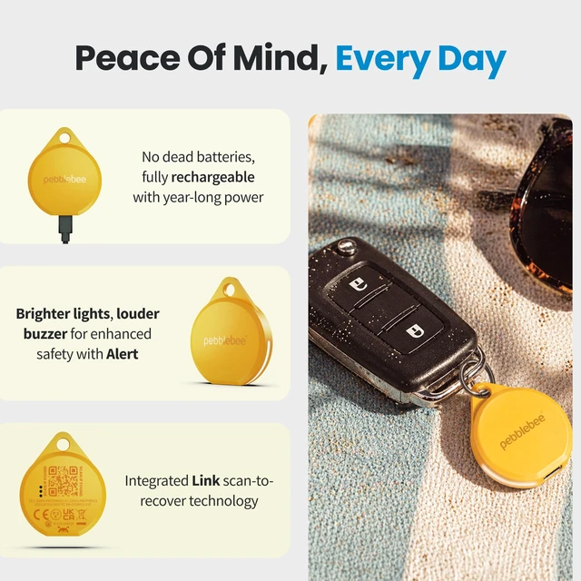 Alt view image 7 of 7 - Pebblebee Clip 5 Bluetooth Tracker Tag, 130dB Siren Creamsicle Crush Alt to Air Tag & Android Trackers LED Strobe, 12-Month Battery, Alert Safety Mode