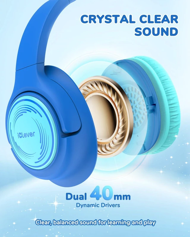 Alt view image 6 of 7 - C371 USB C Kids Headphones with Cord for School Boys Girls Travel SafeSound Tech3.0, Stereo Sound, Foldable, Durable Headband, Lightweight, Safe Wired Headphones for Kids, Ocean Blue