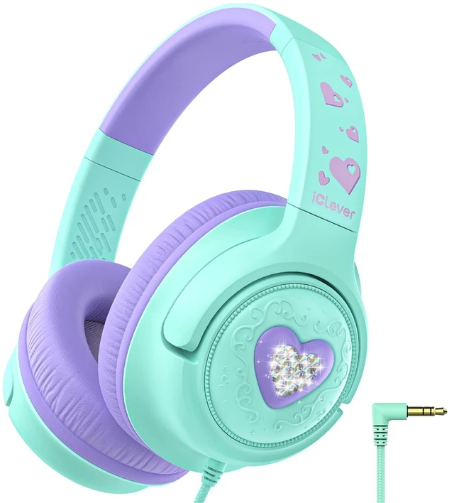 Main image of C371 Kids Headphones with Cord for School Boys Girls Travel Gift SafeSound Tech3.0, Stereo Sound, 3.5mm Jack, Foldable, Durable Headband, Safe Wired Headphones for Kids, Cream Green