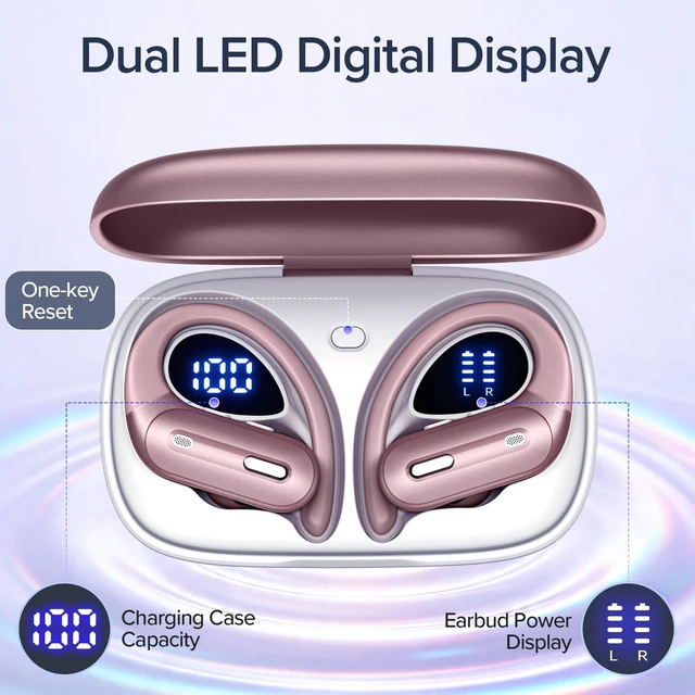 Alt view image 4 of 7 - Active Noise Cancelling Ear Buds Wireless Earbuds 90 Hrs Playtime Bluetooth Headphones with Hi-Res Stereo Deep Bass Power Display Earphones with Earhooks Waterproof ANC/Transparency for Sports/Gym