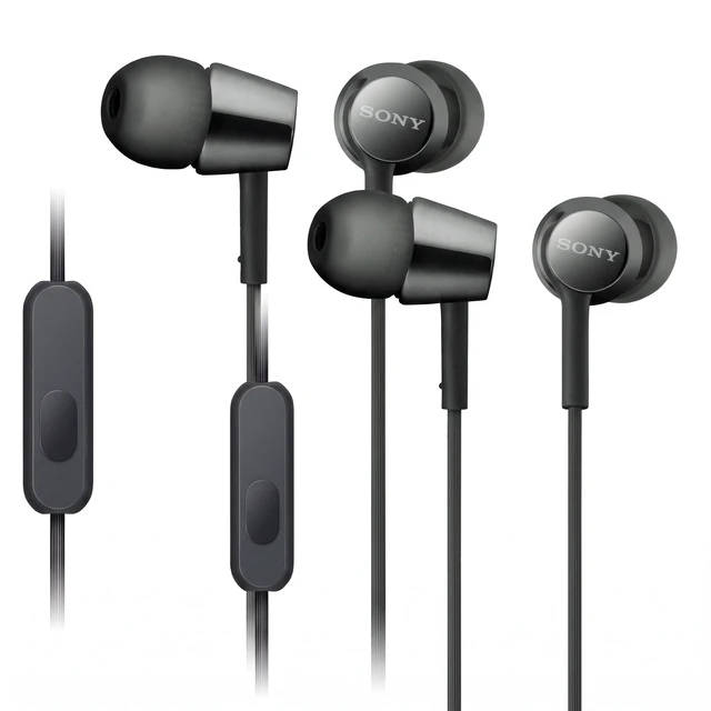 Main image of MDREX155AP in-Ear Earbud Headphones/Headset with mic for Phone Call,Black (MDR-EX155AP/B),(Pack of 2)