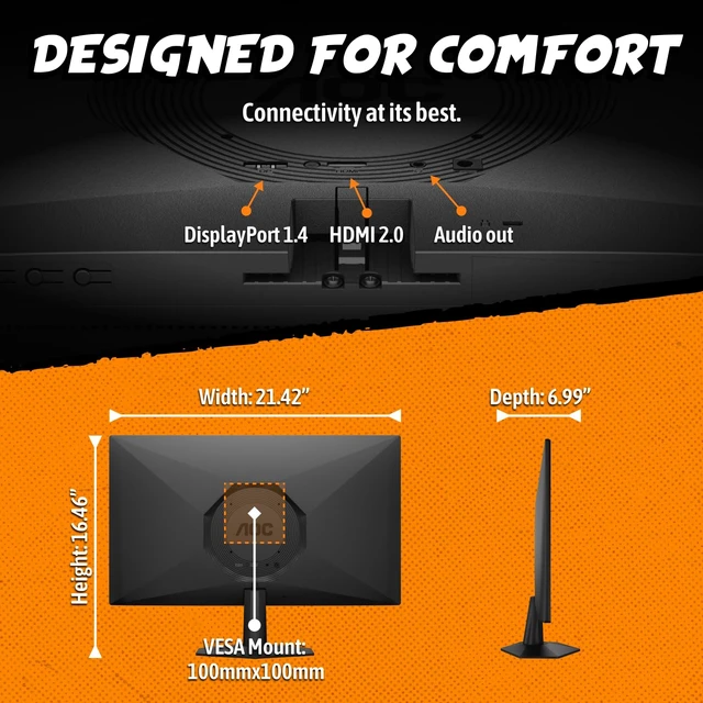 Alt view image 6 of 7 - 24 Inch Gaming Monitor FHD 180Hz Fast IPS 0.5ms HDR, 24G51F2 1920x1080 Computer Monitor, Adaptive-Sync, LED, Audio Earphone out, VESA Mount, Console Ready