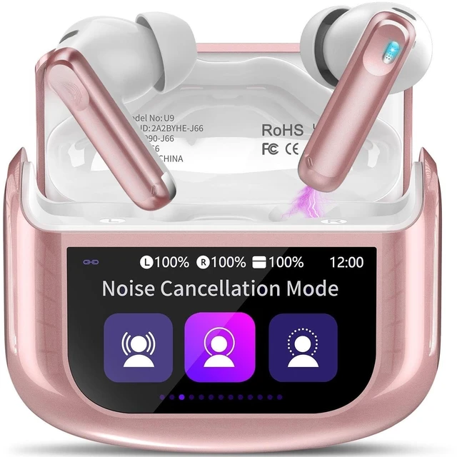 Main image of Active Noise Cancelling Ear Buds 48H Wireless Earbuds with Touch Screen HiFi Stereo Bluetooth Headphones with ENC Noise Cancelling/Transparency Mode, IPX7 Earphones with 5 EQ Modes, Rose