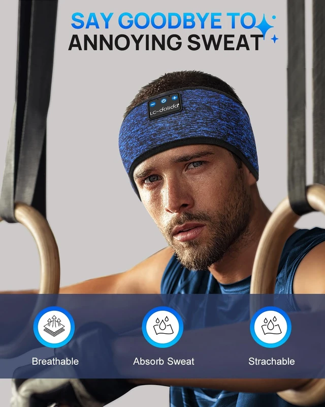 Alt view image 4 of 7 - Sleep Headphones Headband Bluetooth 5.4, Sports Headband Earphones Wireless with Speaker Microphone USB C for Women Sleeping Gift Workout Jogging Yoga Insomnia Travel Meditation