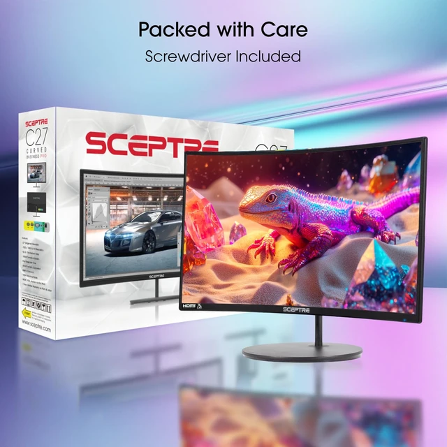 Alt view image 4 of 7 - Curved 27-inch Prime Monitor up to 100Hz 1080p, HDMI x2, VGA, 99% sRGB, Built-in Speakers, R1500, Machine Black 2025 (C275W-1920RN Series)