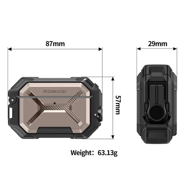 Alt view image 6 of 7 - for AirPods Pro 3 Case IP68 Waterproof, Champagne Case for iPods Pro 3, Compatible with MagSafe, Military Grade Protective Cover with Secure Lock, Keychain, Phone Stand (2025)
