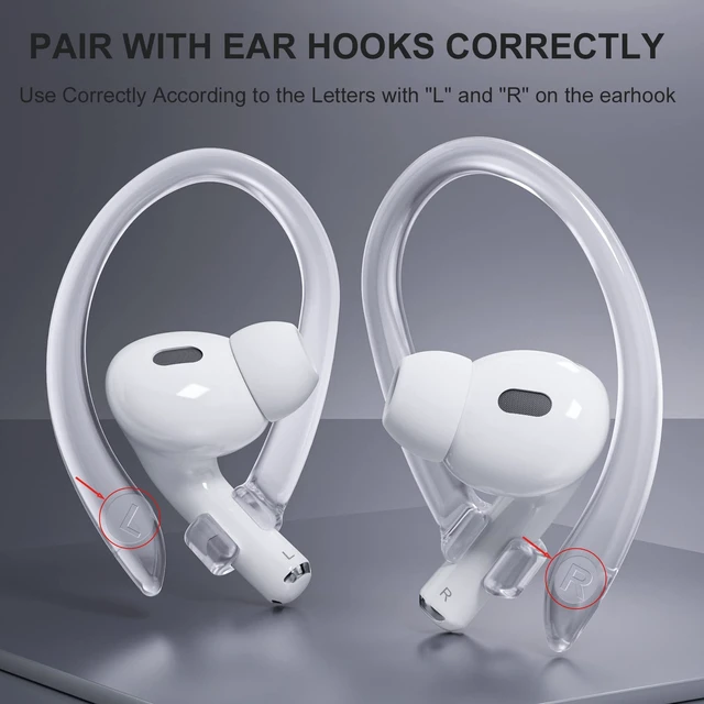 Alt view image 4 of 6 - 2 Pairs Ear Hooks for AirPods 5 Pro 2 1 AirPod 4-1, Transparent Upgraded Anti Slip Sports Clip Hooks, Fit for AirPods 5 AirPods Pro 2, Pro, AirPods 4, 3, 2 & 1, Friendly to Glasses Wearers