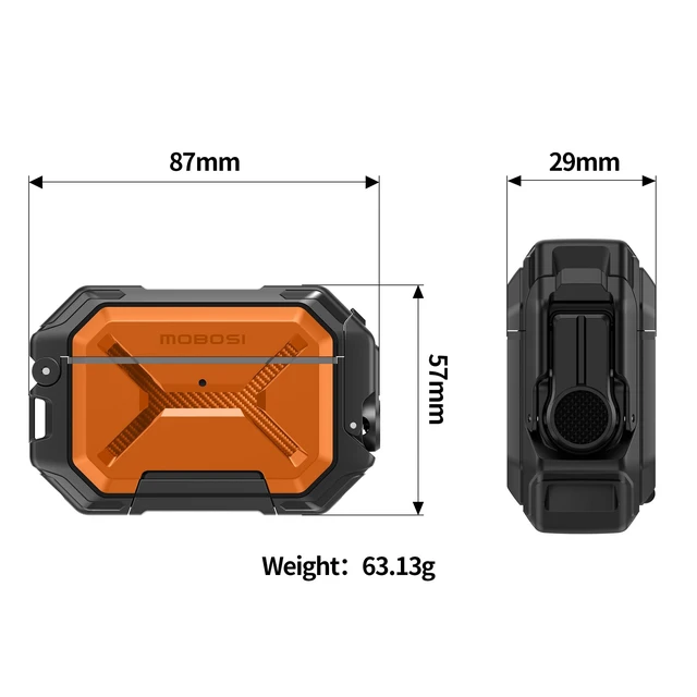 Alt view image 6 of 7 - for AirPods Pro 3 Case IP68 Waterproof, Orange Case for iPods Pro 3, Compatible with MagSafe, Military Grade Protective Cover with Secure Lock, Keychain, Phone Stand (2025)