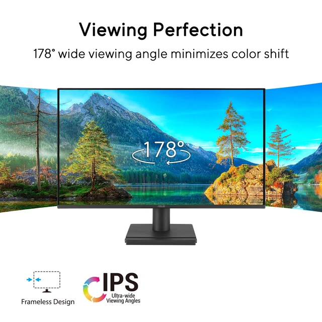 Alt view image 2 of 7 - VA27EHF2 27" 1080P FHD 120Hz IPS Computer Monitor, HDMI, VGA, VESA IPS, Full HD, 99% sRGB, Frameless, 120Hz, Adaptive-Sync, 1ms, HDMI, VGA, Low Blue Light, Flicker Free, VESA Wall Mount
