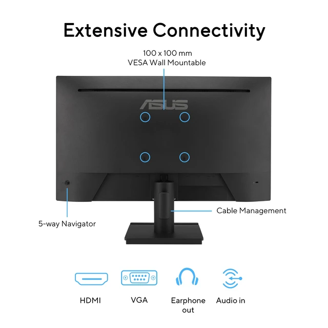 Alt view image 6 of 7 - VA27EHF2 27" 1080P FHD 120Hz IPS Computer Monitor, HDMI, VGA, VESA IPS, Full HD, 99% sRGB, Frameless, 120Hz, Adaptive-Sync, 1ms, HDMI, VGA, Low Blue Light, Flicker Free, VESA Wall Mount