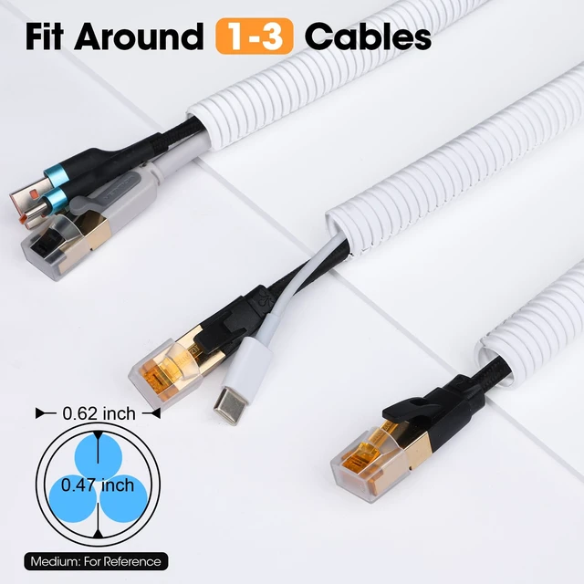 Alt view image 2 of 6 - 50 FT Wire Loom 1/2 Inch, Split Wire Loom Tubing Wire Conduit with Installation Tool, Flexible Wire Protector Tubing White