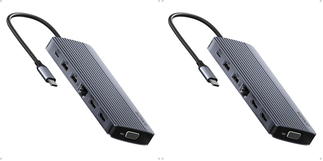 Main image of Laptop Docking Station, 14 in 1 USB C Hub, Triple Display with 2 x 4K HDMI, 1080p VGA, 80W Power Delivery, 5Gbps USB-A/C Data Ports for Dell XPS and More (Charger not Included) (Pack of 2)