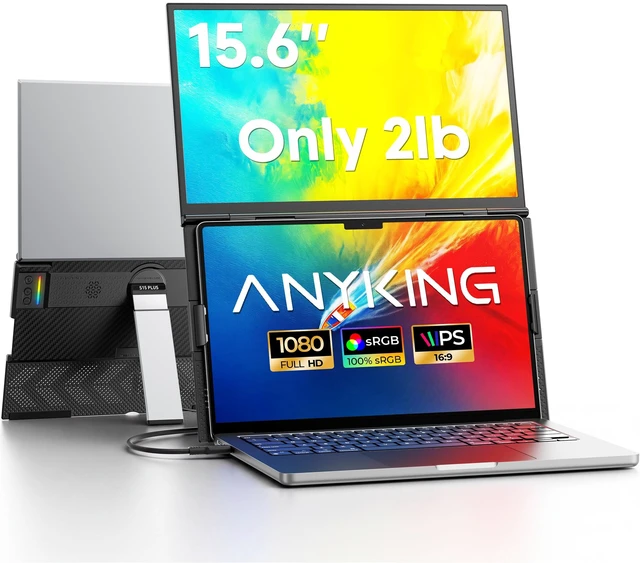 Main image of Laptop Screen Extender 15.6" FHD 1080P IPS Portable Monitor Above Laptop Ultra-Thin Aluminum Alloy Build, Clamp-On Design, USB-C One-Cable Setup, Extend & Mirror Modes for Work, Study & Travel