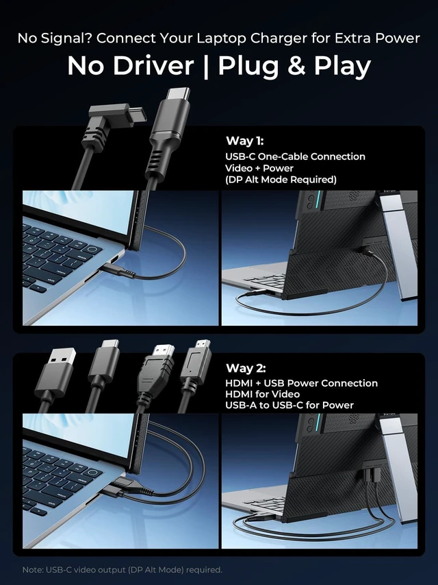 Alt view image 4 of 7 - Laptop Screen Extender 15.6" FHD 1080P IPS Portable Monitor Above Laptop Ultra-Thin Aluminum Alloy Build, Clamp-On Design, USB-C One-Cable Setup, Extend & Mirror Modes for Work, Study & Travel