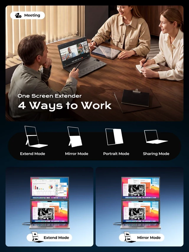 Alt view image 7 of 7 - Laptop Screen Extender 15.6" FHD 1080P IPS Portable Monitor Above Laptop Ultra-Thin Aluminum Alloy Build, Clamp-On Design, USB-C One-Cable Setup, Extend & Mirror Modes for Work, Study & Travel