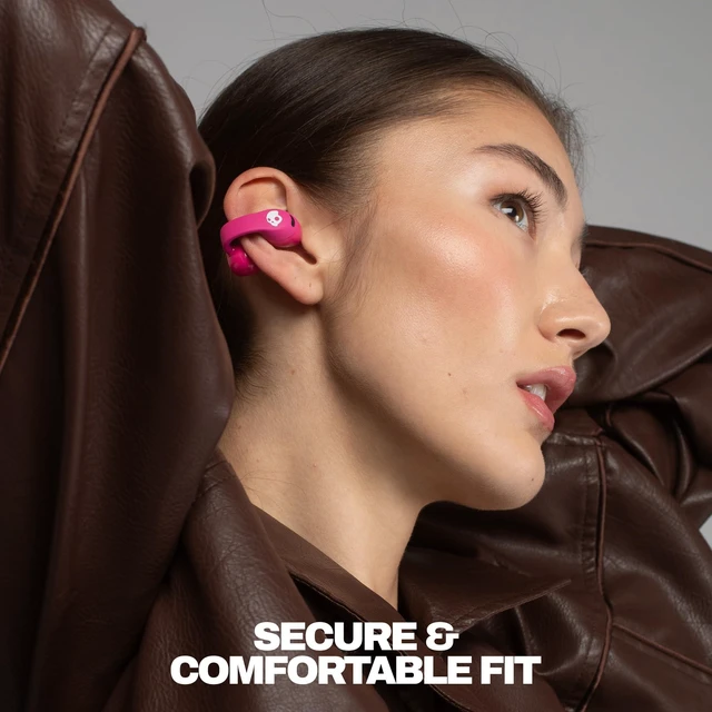 Alt view image 7 of 7 - Push 720 Open Wireless Open-Ear Bluetooth Earbuds - Crazy Pink Waterproof, Clip-On Lightweight Design, 30 Hours Battery, Wireless Charging Pouch, Exercise, Running Outdoors, Gym, Fitness