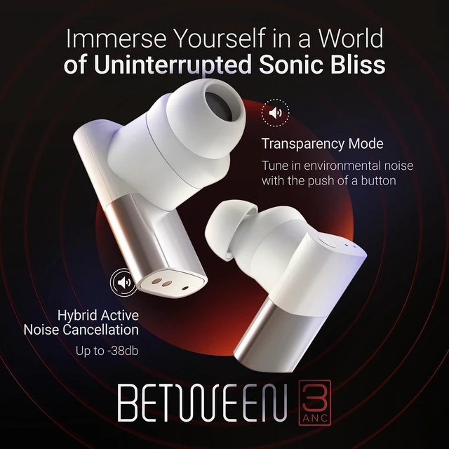 Alt view image 2 of 7 - Audio Between 3ANC Bone Wireless Earbuds - Triple Driver - Active Noise Cancelling - 6X Microphones - Transparency Mode - 8H Playtime - Bluetooth 5.2. - IPX5
