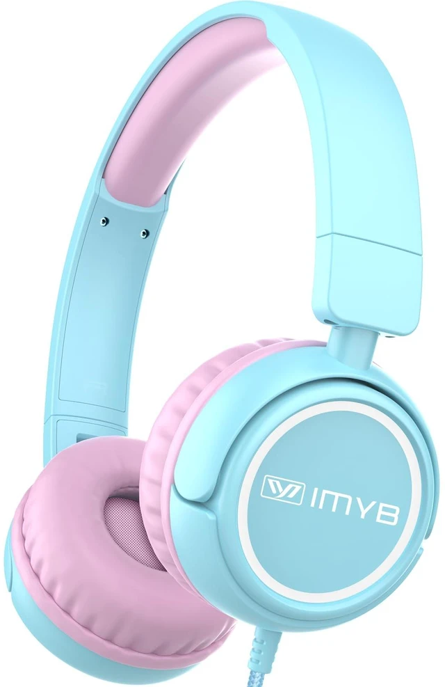 Main image of V1 Kids Headphones, Wired Stereo Foldable Tangle-Free 3.5mm Adjustable On-Ear Headphones for Kids for School/Toddlers/Childrens/Teens/Boys/Girls/Ipad/Tablet/Kindle/Phones/Travel/Plane (Cyan)