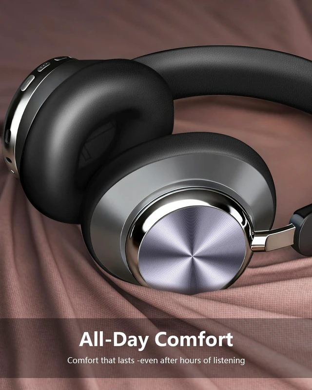 Alt view image 3 of 7 - Y03 Bluetooth Headphones Wireless Active Noise Cancelling Over Ear Headphones 48 Hours Playtime High Sound Quality 6 EQ Music Mode Headphones with Soft Ear Cushion - Grey