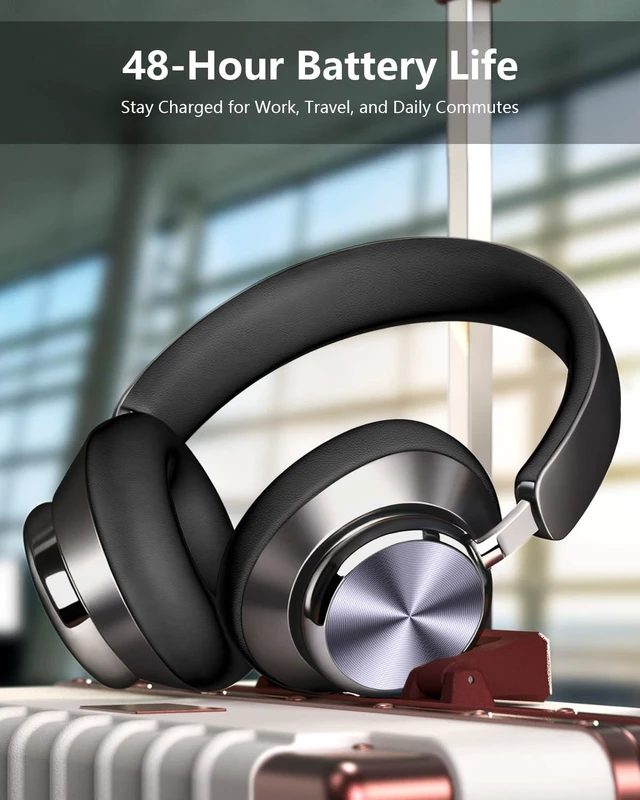 Alt view image 7 of 7 - Y03 Bluetooth Headphones Wireless Active Noise Cancelling Over Ear Headphones 48 Hours Playtime High Sound Quality 6 EQ Music Mode Headphones with Soft Ear Cushion - Grey