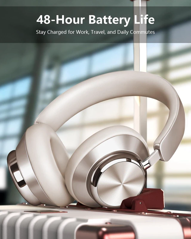 Alt view image 7 of 7 - Y03 Bluetooth Headphones Wireless Active Noise Cancelling Over Ear Headphones 48 Hours Playtime High Sound Quality 6 EQ Music Mode Headphones with Soft Ear Cushion - Starlight