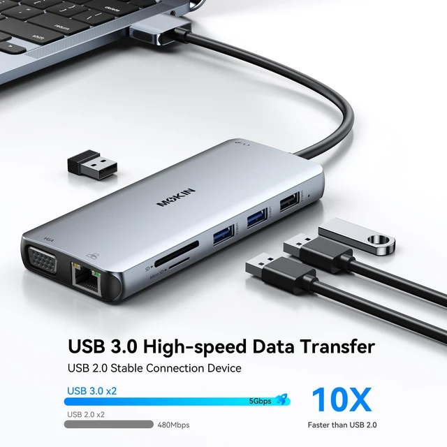 Alt view image 6 of 7 - MacBook Pro Docking Station for Dual Monitor, 12 in 2 HDMI Adapter Dockingstation for MacBook Pro/Air, MacBook Adapter, VGA, Ethernet, 4x USB, SD/microSD, 100W PD, Mac Dongle Dual HDMI