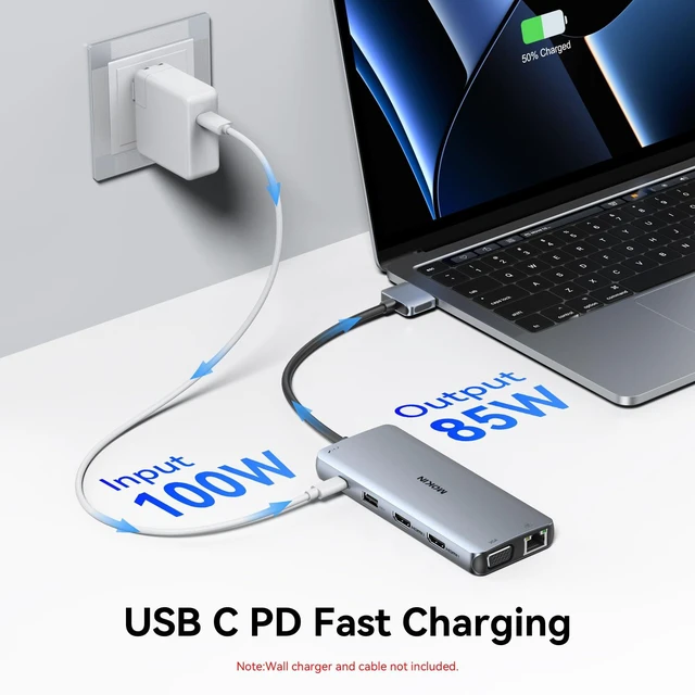 Alt view image 5 of 7 - MacBook Pro Docking Station for Dual Monitor, 12 in 2 HDMI Adapter Dockingstation for MacBook Pro/Air, MacBook Adapter, VGA, Ethernet, 4x USB, SD/microSD, 100W PD, Mac Dongle Dual HDMI