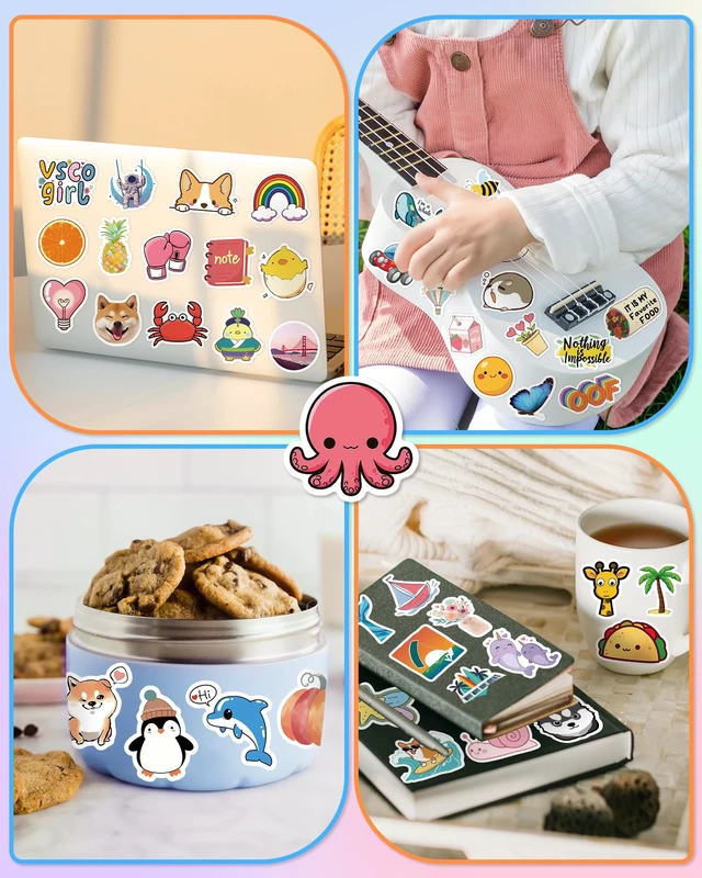 Alt view image 2 of 6 - 400 Pcs Stickers for Kids, Cute Vinyl Waterproof Stickers for Water Bottle Treasure Box Toys for Classroom Prizes, Teacher Back to School Supplies Gifts, Sticker Pack for Girls Teens, Party Favors