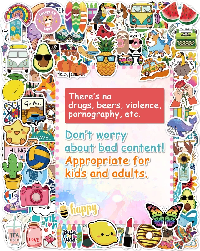 Alt view image 5 of 6 - 400 Pcs Stickers for Kids, Cute Vinyl Waterproof Stickers for Water Bottle Treasure Box Toys for Classroom Prizes, Teacher Back to School Supplies Gifts, Sticker Pack for Girls Teens, Party Favors