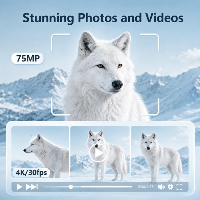 Alt view image 2 of 7 - 4K Vlogging Camera, Pocket Digital Camera, 330° Rotating Lens Auto subject framing and WiFi sharing for YouTube, TikTok and travel, includes 16GB card, mini tripod and carrying bag