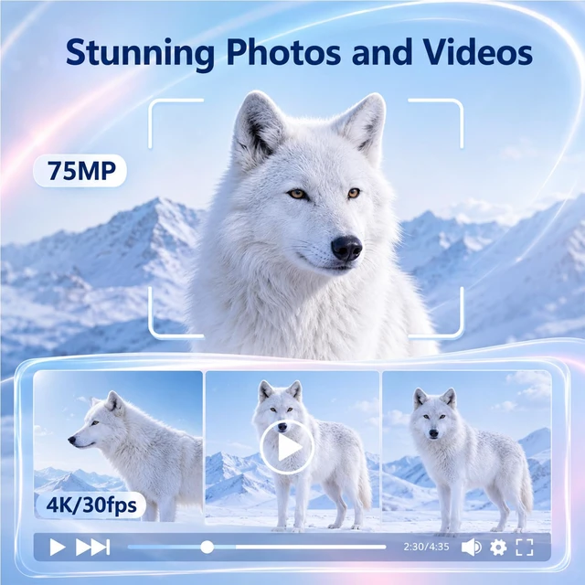 Alt view image 2 of 7 - 4K Vlogging Camera, Pocket Digital Camera, 330° Rotating Lens Auto subject framing and WiFi sharing for YouTube, TikTok and travel, includes 16GB card, mini tripod and carrying bag