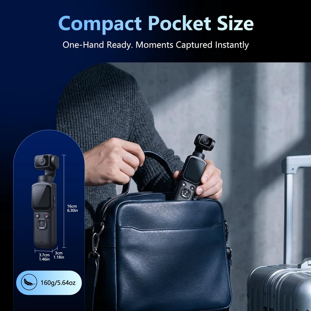 Alt view image 6 of 7 - 4K Vlogging Camera, Pocket Digital Camera, 330° Rotating Lens Auto subject framing and WiFi sharing for YouTube, TikTok and travel, includes 16GB card, mini tripod and carrying bag