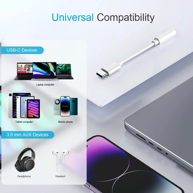 Alt view image 5 of 7 - 10PCS Type USB C to 3.5mm Female Headphone Jack Adapter USB C to Aux Audio Dongle Cable Cord, Compatible with Samsung S20/S20+/S20 Ultra, Pixel 4/+4XL, and More USB C Devices