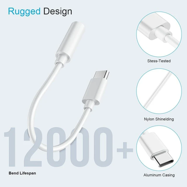 Alt view image 4 of 7 - 10PCS Type USB C to 3.5mm Female Headphone Jack Adapter USB C to Aux Audio Dongle Cable Cord, Compatible with Samsung S20/S20+/S20 Ultra, Pixel 4/+4XL, and More USB C Devices