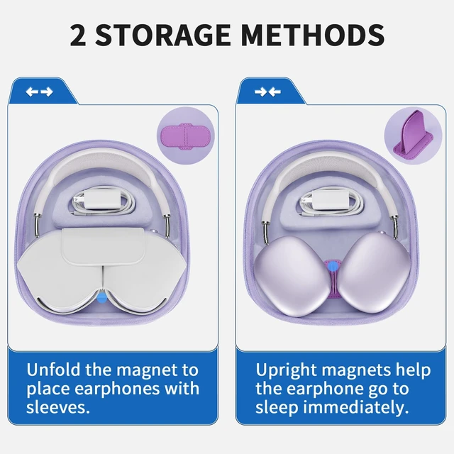 Alt view image 3 of 7 - Smart Case for Apple AirPods Max 2 Supports Sleep Mode, Hard Travel Bag Hard Organizer, Portable Carry Protective Cover, Shockproof Storage Bag for Daily Travel, Fits AirPods Max 2 &1 Headphones