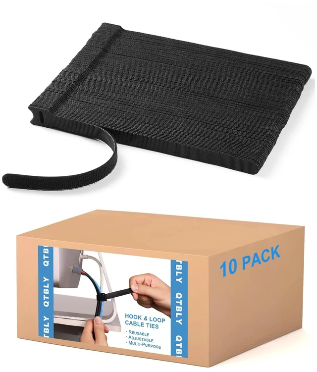 Main image of 1000 PCS 8 Inches Reusable Cable Ties Adjustable Cord Wraps, Cable Straps Hook & Loop Cord Organizer, Cable Management (100 PCS x 10 Packs)