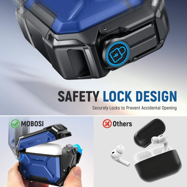 Alt view image 5 of 7 - for AirPods Pro 3 Case IP68 Waterproof, Royal Blue Case for iPods Pro 3, Compatible with MagSafe, Military Grade Protective Cover with Secure Lock, Keychain, Phone Stand (2025)