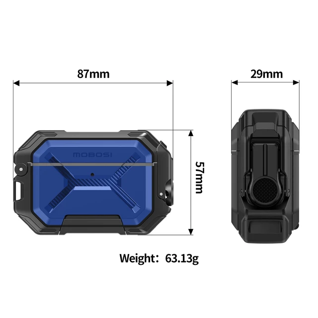 Alt view image 6 of 7 - for AirPods Pro 3 Case IP68 Waterproof, Royal Blue Case for iPods Pro 3, Compatible with MagSafe, Military Grade Protective Cover with Secure Lock, Keychain, Phone Stand (2025)