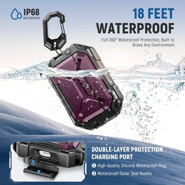 Alt view image 3 of 7 - for AirPods Pro 3 Case IP68 Waterproof, Burgundy Case for iPods Pro 3, Compatible with MagSafe, Military Grade Protective Cover with Secure Lock, Keychain, Phone Stand (2025)