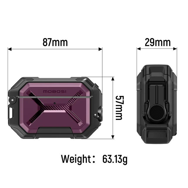 Alt view image 6 of 7 - for AirPods Pro 3 Case IP68 Waterproof, Burgundy Case for iPods Pro 3, Compatible with MagSafe, Military Grade Protective Cover with Secure Lock, Keychain, Phone Stand (2025)