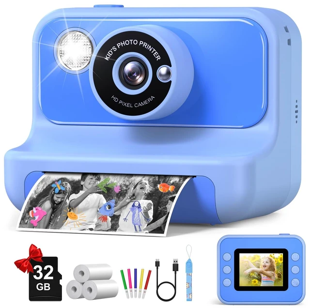 Main image of Kids Camera Instant Print, Christmas Birthday Gifts for Girls and Boys Kids Camera with 32GB Card, Toddler Toy Camera for 3-12 Years Old, Blue