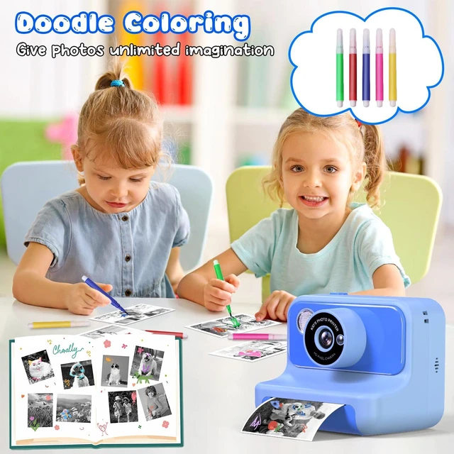 Alt view image 7 of 7 - Kids Camera Instant Print, Christmas Birthday Gifts for Girls and Boys Kids Camera with 32GB Card, Toddler Toy Camera for 3-12 Years Old, Blue