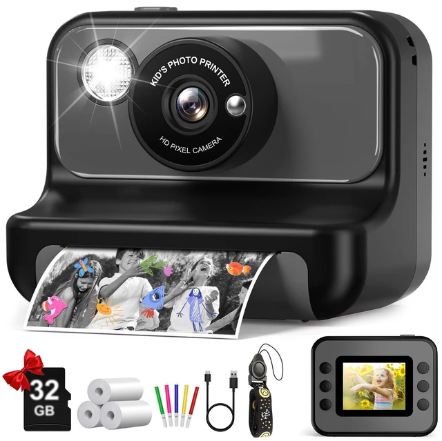 Main image of Kids Camera Instant Print, Christmas Birthday Gifts for Girls and Boys Kids Camera 1080P HD Video Digital Camera, Toddler Toy for 3-12 Years Old, Black