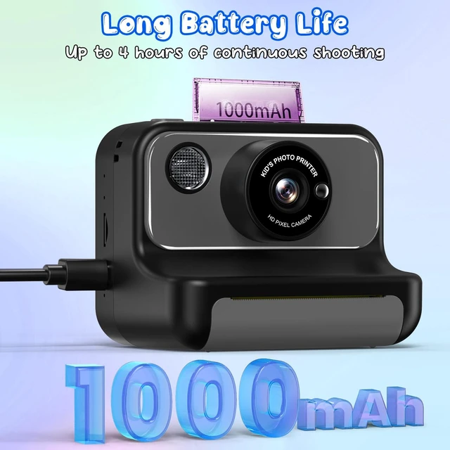 Alt view image 5 of 7 - Kids Camera Instant Print, Christmas Birthday Gifts for Girls and Boys Kids Camera 1080P HD Video Digital Camera, Toddler Toy for 3-12 Years Old, Black