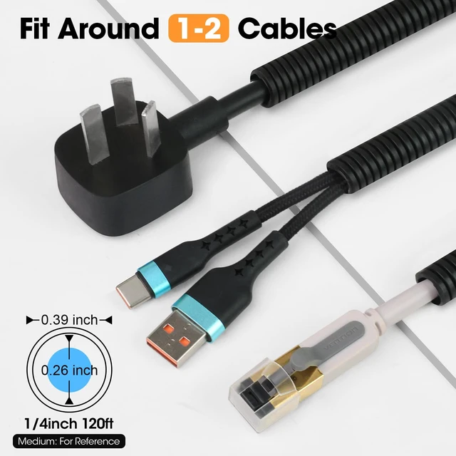 Alt view image 2 of 6 - 120 FT Wire Loom 1/4 Inch, Split Wire Loom Tubing Conduit, Wire Protector Tubing, Black